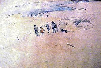 Les quatre  hommes et le chien